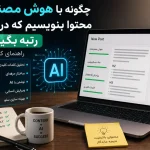 چگونه با هوش مصنوعی محتوا بنویسیم که در گوگل رتبه بگیرد | راهنمای کامل ۲۰۲۶