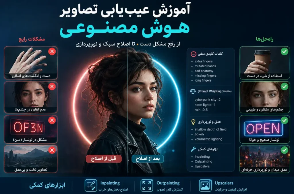 آموزش عیب‌یابی تصاویر هوش مصنوعی؛ از رفع مشکل دست تا اصلاح سبک