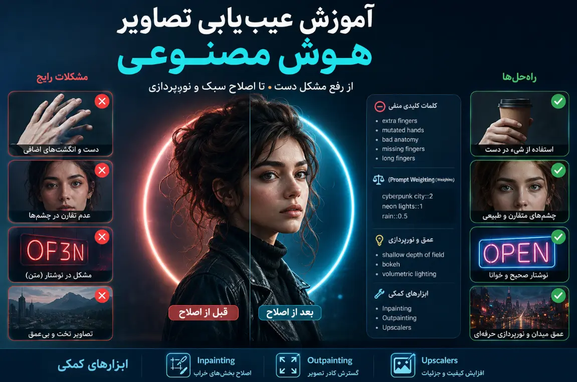 آموزش عیبیابی تصاویر هوش مصنوعی؛ از رفع مشکل دست تا اصلاح سبک